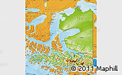 Physical Map of TIERRA DEL FUEGO, political outside