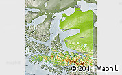 Physical Map of TIERRA DEL FUEGO, semi-desaturated