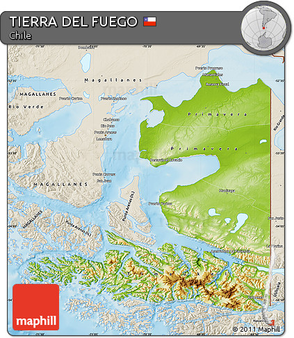 Physical Map of TIERRA DEL FUEGO, shaded relief outside