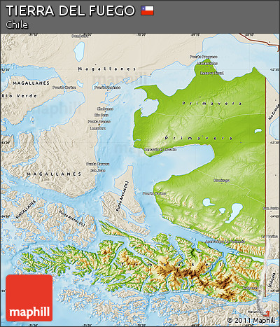 Physical Map of TIERRA DEL FUEGO, shaded relief outside