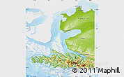 Physical Map of TIERRA DEL FUEGO, single color outside