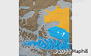 Political Map of TIERRA DEL FUEGO, darken, semi-desaturated