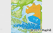 Political Map of TIERRA DEL FUEGO, physical outside