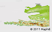 Physical Panoramic Map of TIERRA DEL FUEGO, cropped outside