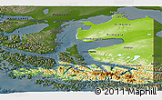 Physical Panoramic Map of TIERRA DEL FUEGO, darken