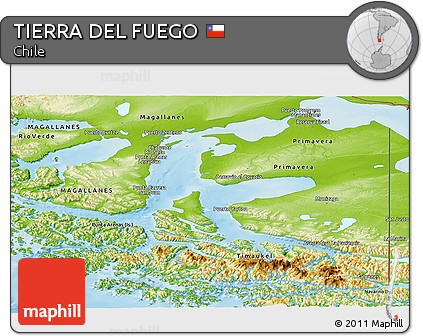 Physical Panoramic Map of TIERRA DEL FUEGO