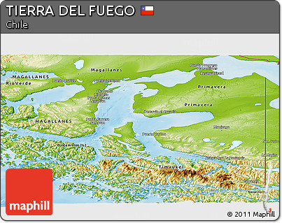 Physical Panoramic Map of TIERRA DEL FUEGO