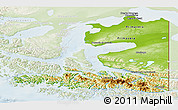 Physical Panoramic Map of TIERRA DEL FUEGO, lighten