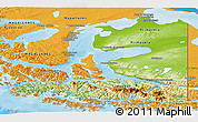 Physical Panoramic Map of TIERRA DEL FUEGO, political shades outside