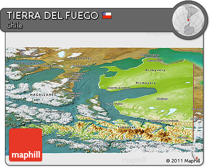 Physical Panoramic Map of TIERRA DEL FUEGO, satellite outside