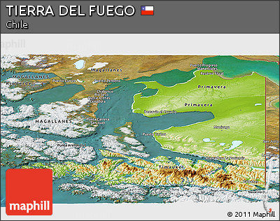 Physical Panoramic Map of TIERRA DEL FUEGO, satellite outside