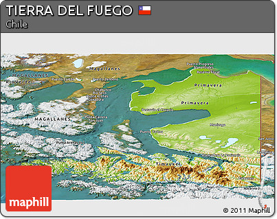 Physical Panoramic Map of TIERRA DEL FUEGO, satellite outside