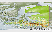 Physical Panoramic Map of TIERRA DEL FUEGO, semi-desaturated