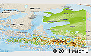 Physical Panoramic Map of TIERRA DEL FUEGO, shaded relief outside