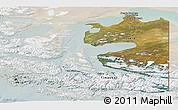 Satellite Panoramic Map of TIERRA DEL FUEGO, lighten