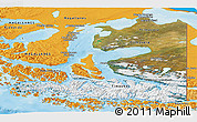 Satellite Panoramic Map of TIERRA DEL FUEGO, political shades outside