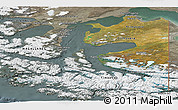 Satellite Panoramic Map of TIERRA DEL FUEGO, semi-desaturated