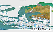Satellite Panoramic Map of TIERRA DEL FUEGO, single color outside