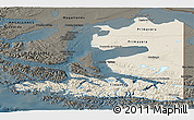 Shaded Relief Panoramic Map of TIERRA DEL FUEGO, darken