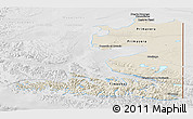 Shaded Relief Panoramic Map of TIERRA DEL FUEGO, lighten, desaturated