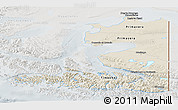 Shaded Relief Panoramic Map of TIERRA DEL FUEGO, lighten, semi-desaturated