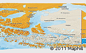 Shaded Relief Panoramic Map of TIERRA DEL FUEGO, political outside