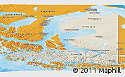 Shaded Relief Panoramic Map of TIERRA DEL FUEGO, political shades outside
