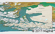 Shaded Relief Panoramic Map of TIERRA DEL FUEGO, satellite outside