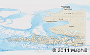 Shaded Relief Panoramic Map of TIERRA DEL FUEGO, single color outside