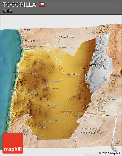 Physical 3D Map of TOCOPILLA, satellite outside