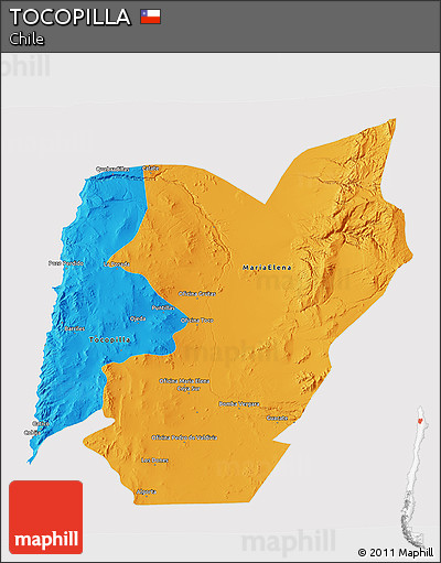 Political 3D Map of TOCOPILLA, cropped outside
