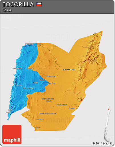 Political 3D Map of TOCOPILLA, cropped outside