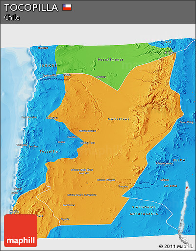 Political 3D Map of TOCOPILLA