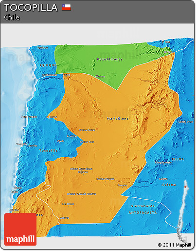 Political 3D Map of TOCOPILLA