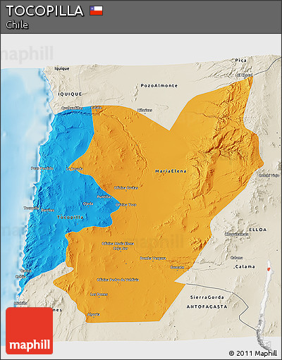 Political 3D Map of TOCOPILLA, shaded relief outside