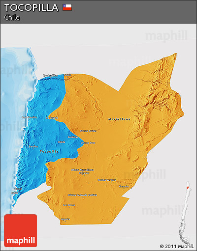 Political 3D Map of TOCOPILLA, single color outside