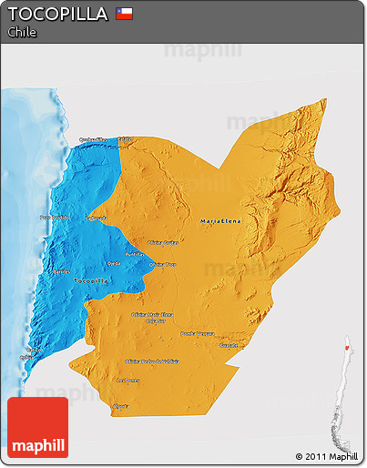 Political 3D Map of TOCOPILLA, single color outside