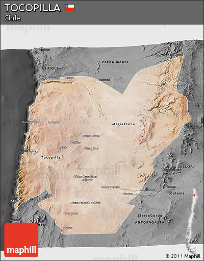 Satellite 3D Map of TOCOPILLA, darken, desaturated