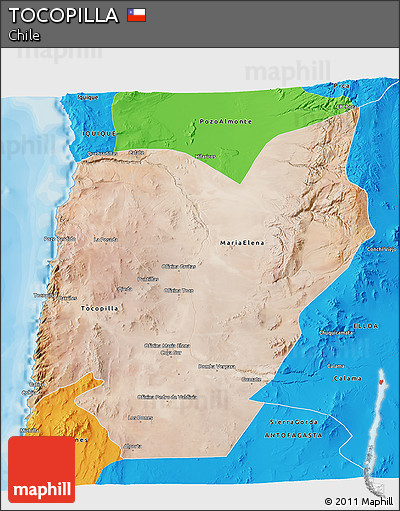 Satellite 3D Map of TOCOPILLA, political outside
