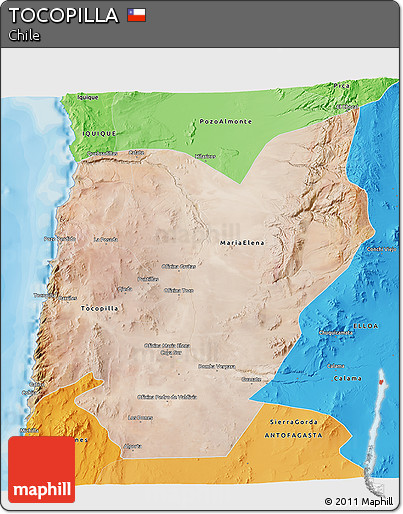 Satellite 3D Map of TOCOPILLA, political shades outside