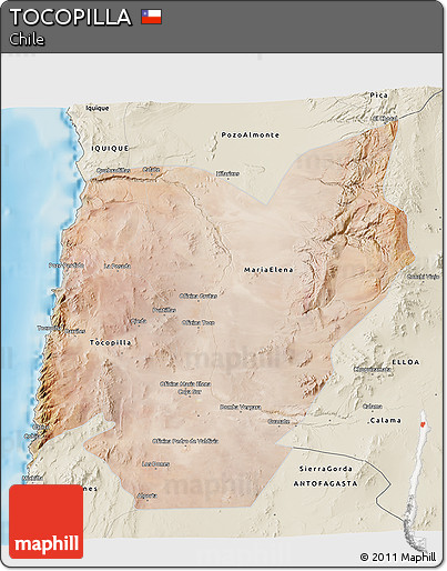 Satellite 3D Map of TOCOPILLA, shaded relief outside
