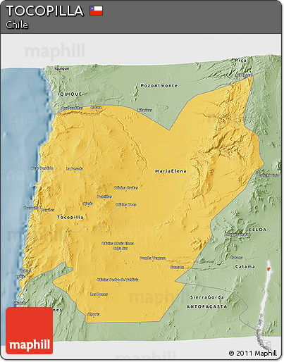 Savanna Style 3D Map of TOCOPILLA