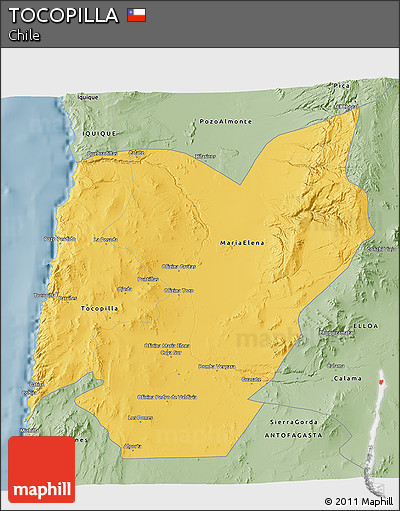 Savanna Style 3D Map of TOCOPILLA