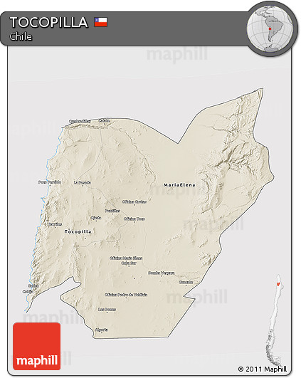 Shaded Relief 3D Map of TOCOPILLA, cropped outside