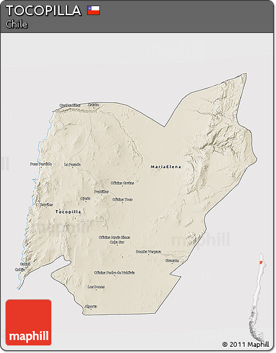 Shaded Relief 3D Map of TOCOPILLA, cropped outside