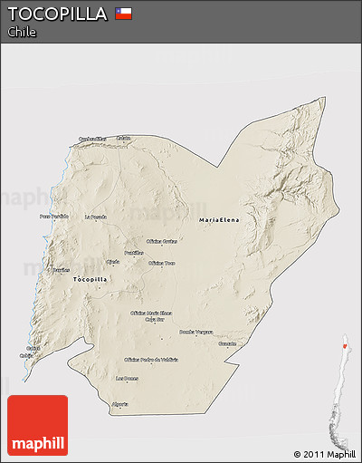 Shaded Relief 3D Map of TOCOPILLA, cropped outside