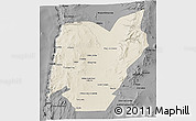 Shaded Relief 3D Map of TOCOPILLA, darken, desaturated
