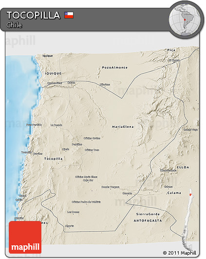 Shaded Relief 3D Map of TOCOPILLA