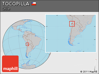 Gray Location Map of TOCOPILLA, within the entire country