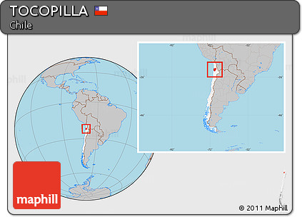 Gray Location Map of TOCOPILLA, highlighted country, within the entire country